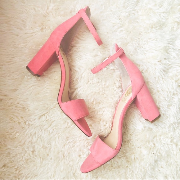 NIB VINCE CAMUTO Corlina Ankle Strap Suede Sandal Heels Pink - Picture 6 of 9